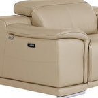 Three Piece Beige Genuine Leather Six Person Seating Set