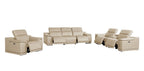 Three Piece Beige Genuine Leather Six Person Seating Set
