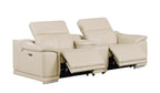 Three Piece Beige Genuine Leather Six Person Seating Set