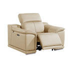Three Piece Beige Genuine Leather Six Person Seating Set
