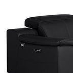 Three Piece Black Genuine Leather Six Person Seating Set