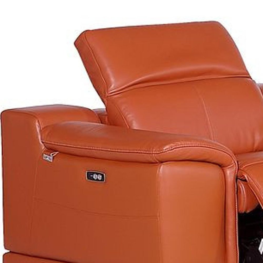 Three Piece Camel Genuine Leather Six Person Seating Set