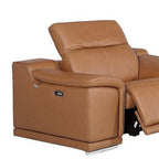 Three Piece Chestnut Genuine Leather Six Person Seating Set