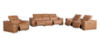 Three Piece Chestnut Genuine Leather Six Person Seating Set