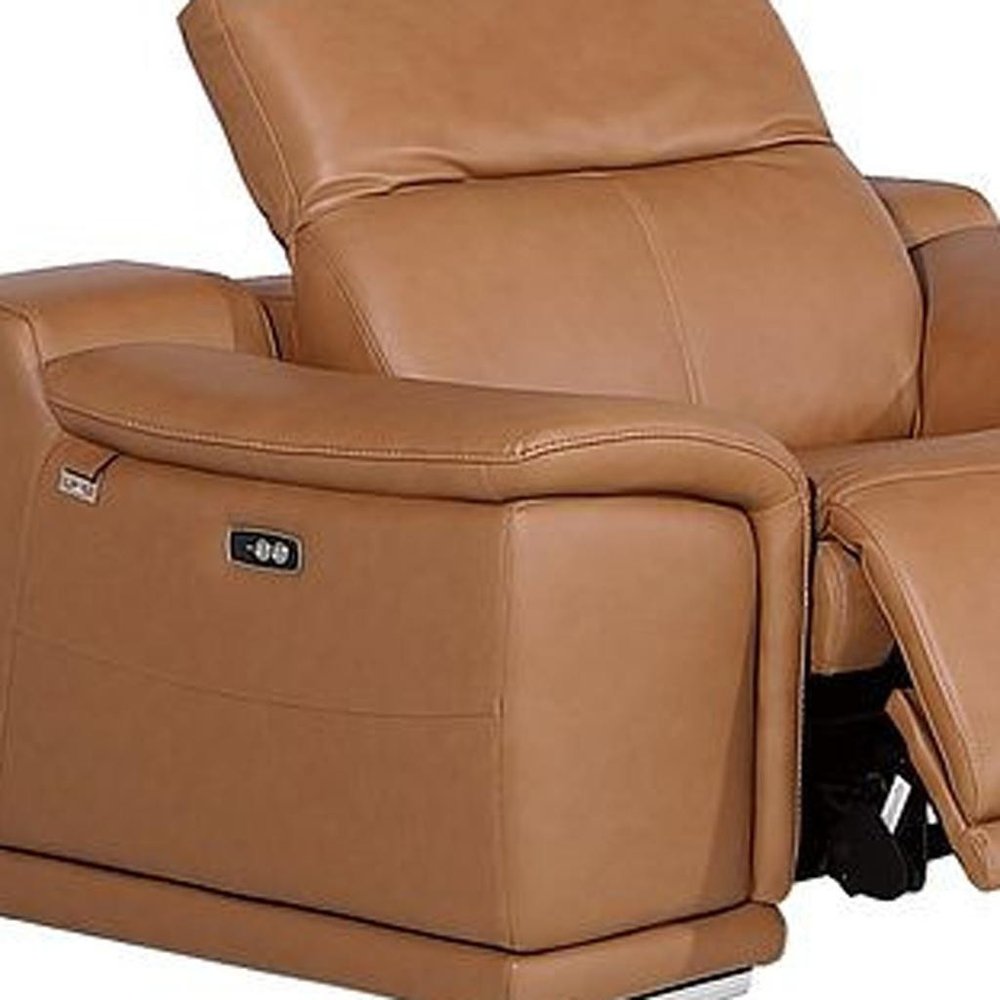 Three Piece Chestnut Genuine Leather Six Person Seating Set