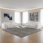 Three Piece White Genuine Leather Six Person Seating Set
