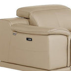Three Piece Beige Genuine Leather Six Person Seating Set