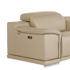 Three Piece Beige Genuine Leather Six Person Seating Set