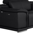 Three Piece Black Genuine Leather Six Person Seating Set