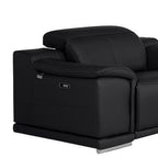 Three Piece Black Genuine Leather Six Person Seating Set