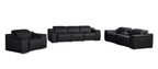 Three Piece Black Genuine Leather Six Person Seating Set