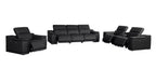 Three Piece Black Genuine Leather Six Person Seating Set