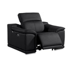Three Piece Black Genuine Leather Six Person Seating Set