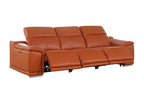 Three Piece Camel Genuine Leather Six Person Seating Set