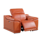 Three Piece Camel Genuine Leather Six Person Seating Set