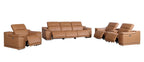 Three Piece Chestnut Genuine Leather Six Person Seating Set