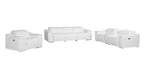 Three Piece White Genuine Leather Six Person Seating Set
