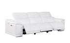 Three Piece White Genuine Leather Six Person Seating Set