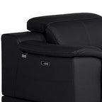 Three Piece Black Genuine Leather Six Person Seating Set