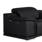 Three Piece Black Genuine Leather Six Person Seating Set