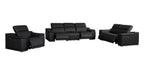 Three Piece Black Genuine Leather Six Person Seating Set
