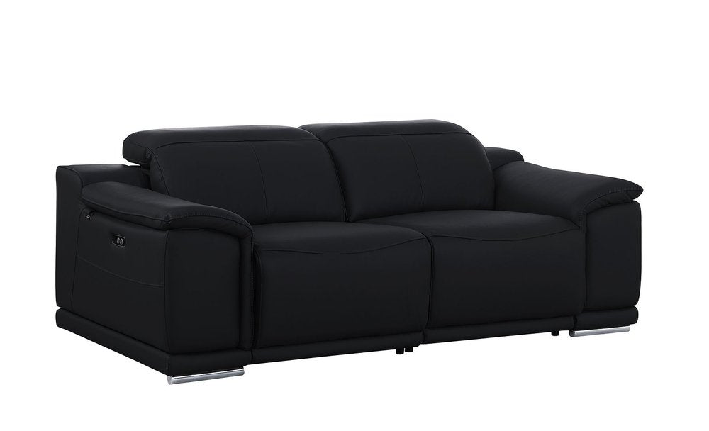 Three Piece Black Genuine Leather Six Person Seating Set