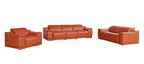 Three Piece Camel Genuine Leather Six Person Seating Set