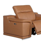 Three Piece Chestnut Genuine Leather Six Person Seating Set