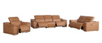 Three Piece Chestnut Genuine Leather Six Person Seating Set