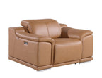 Three Piece Chestnut Genuine Leather Six Person Seating Set
