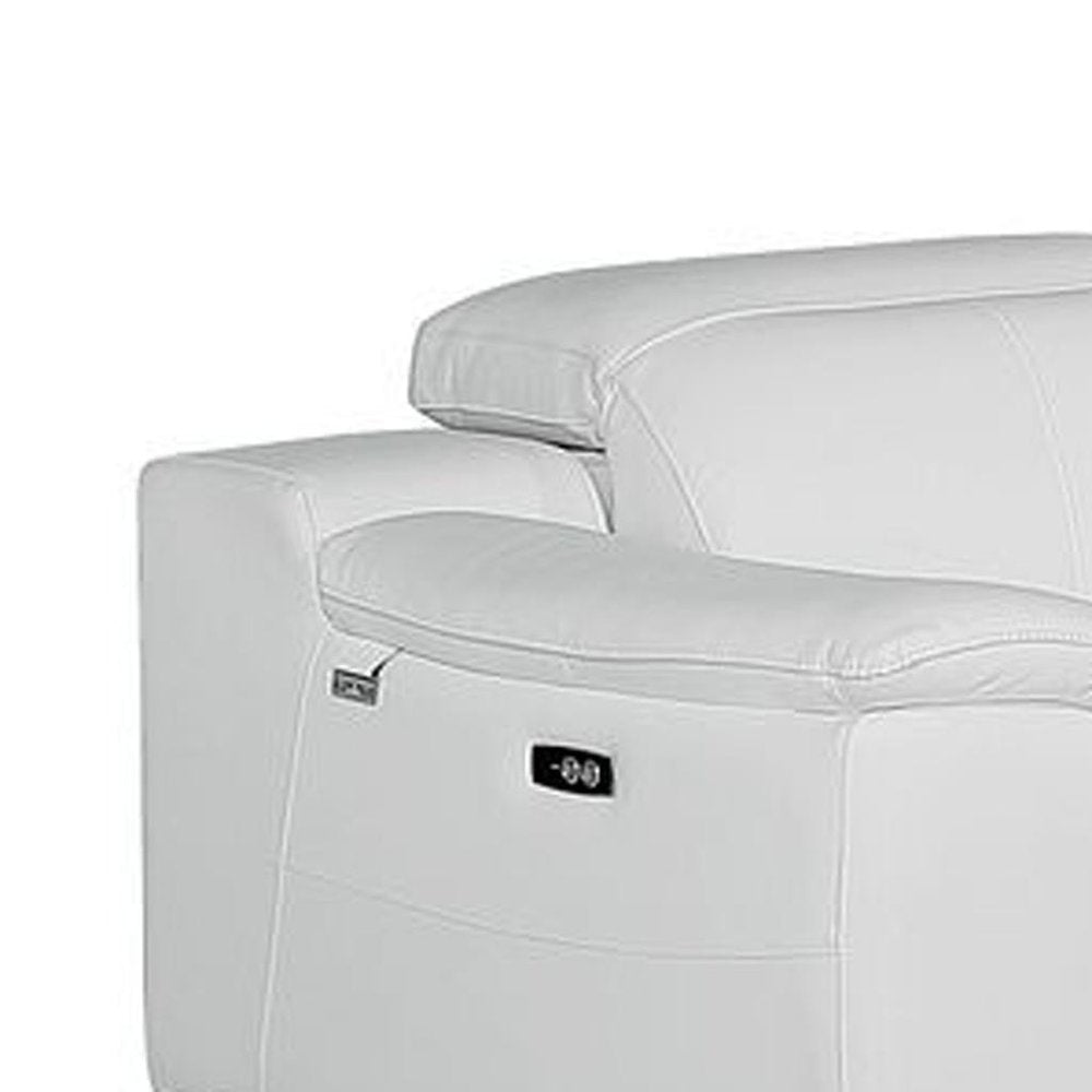 Three Piece White Genuine Leather Six Person Seating Set