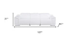 Three Piece White Genuine Leather Six Person Seating Set