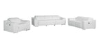 Three Piece White Genuine Leather Six Person Seating Set