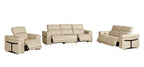 Three Piece Beige Italian Leather Six Person Seating Set