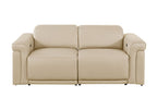 Three Piece Beige Italian Leather Six Person Seating Set