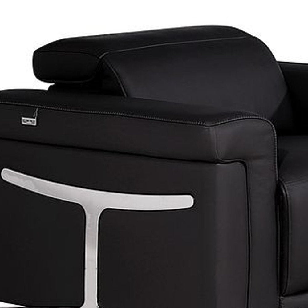 Three Piece Black Italian Leather Six Person Seating Set