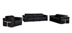 Three Piece Black Italian Leather Six Person Seating Set