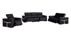 Three Piece Black Italian Leather Six Person Seating Set