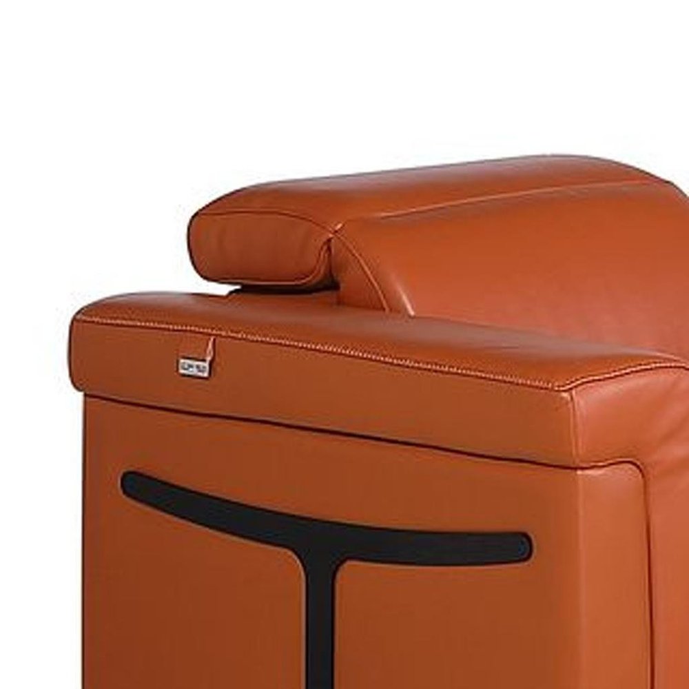 Three Piece Camel Italian Leather Six Person Seating Set