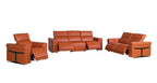 Three Piece Camel Italian Leather Six Person Seating Set