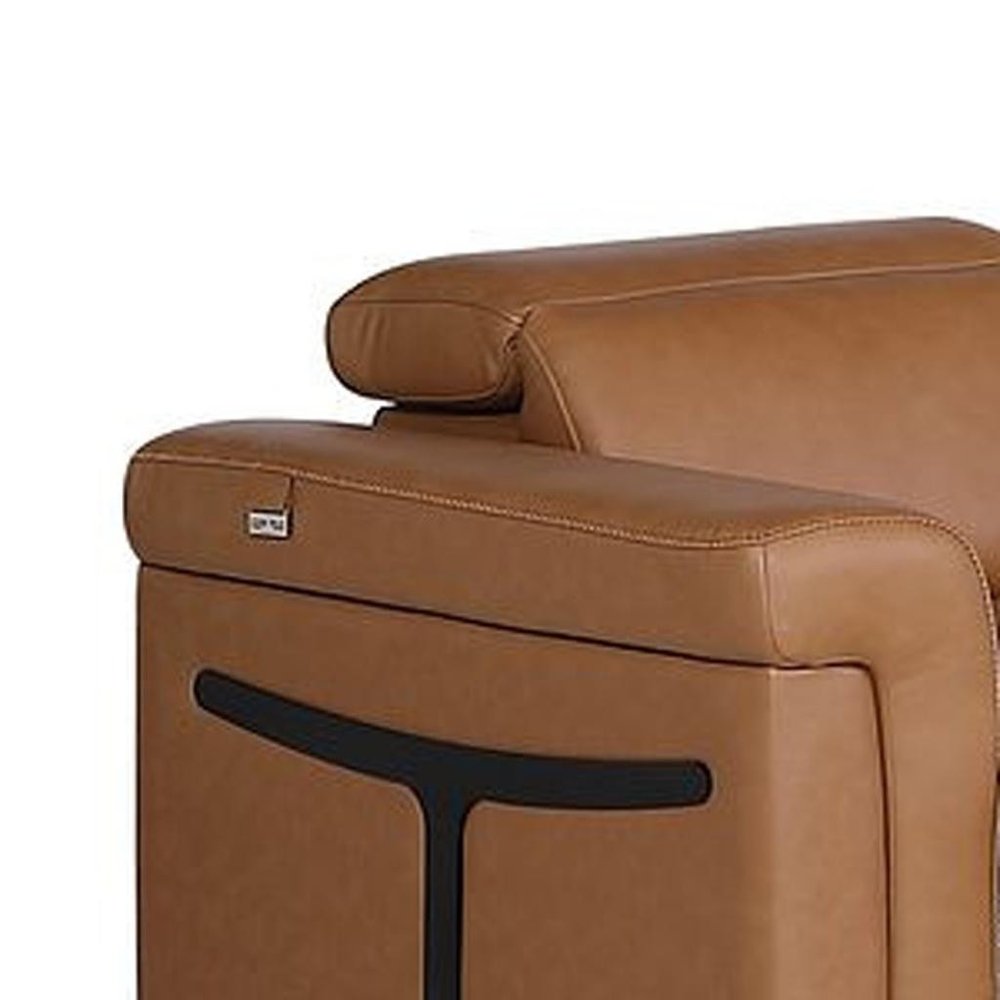 Three Piece Chestnut Italian Leather Six Person Seating Set