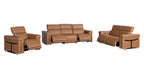 Three Piece Chestnut Italian Leather Six Person Seating Set