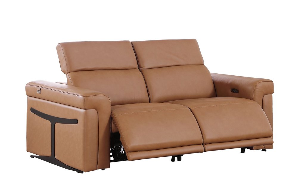 Three Piece Chestnut Italian Leather Six Person Seating Set