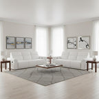 Three Piece White Italian Leather Six Person Seating Set