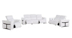 Three Piece White Italian Leather Six Person Seating Set