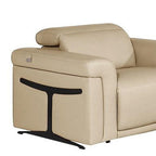 Three Piece Beige Italian Leather Six Person Seating Set
