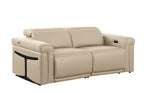 Three Piece Beige Italian Leather Six Person Seating Set