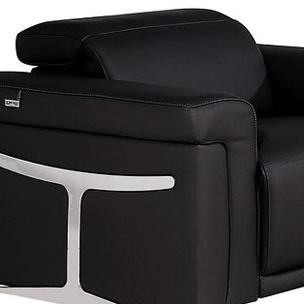 Three Piece Black Italian Leather Six Person Seating Set