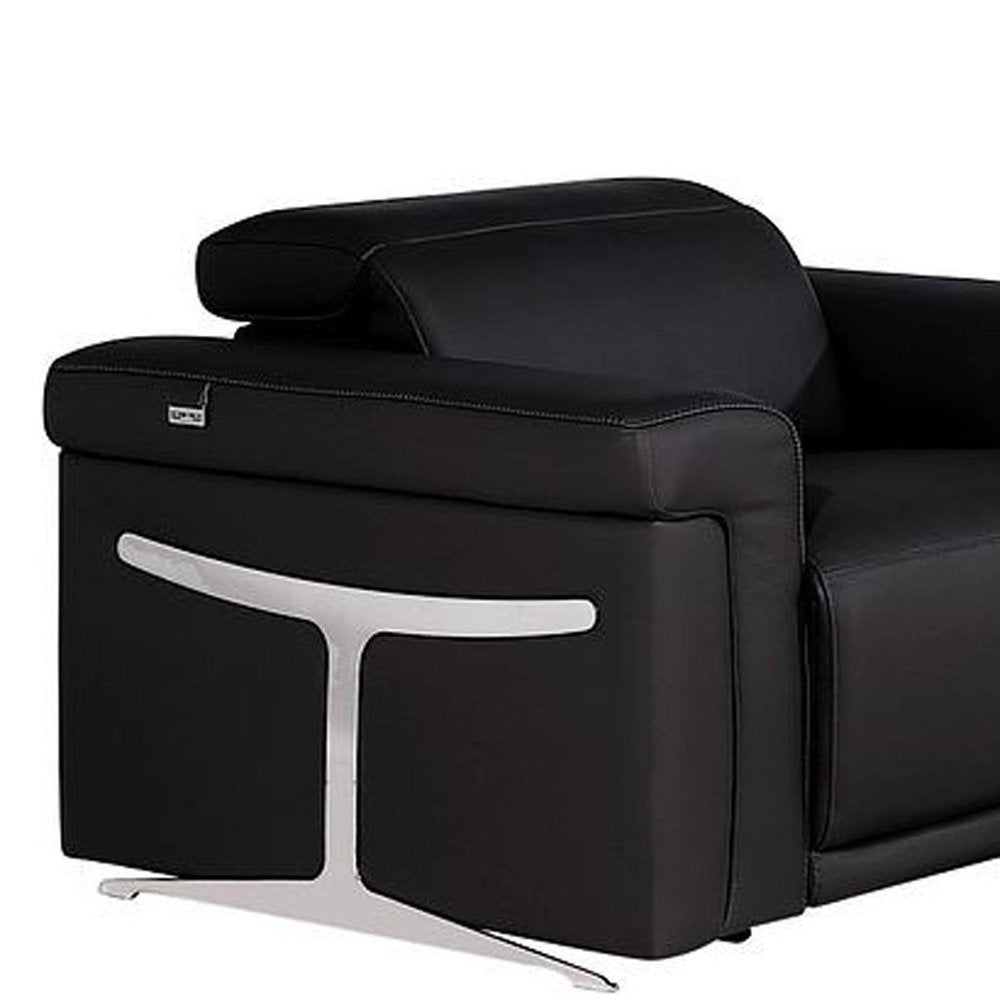 Three Piece Black Italian Leather Six Person Seating Set