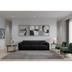 Three Piece Black Italian Leather Six Person Seating Set